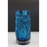 Whitefriars Kingfisher blue bark vase, standing approx.23cm