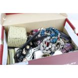 Box of fashion jewellery, mens watches etc