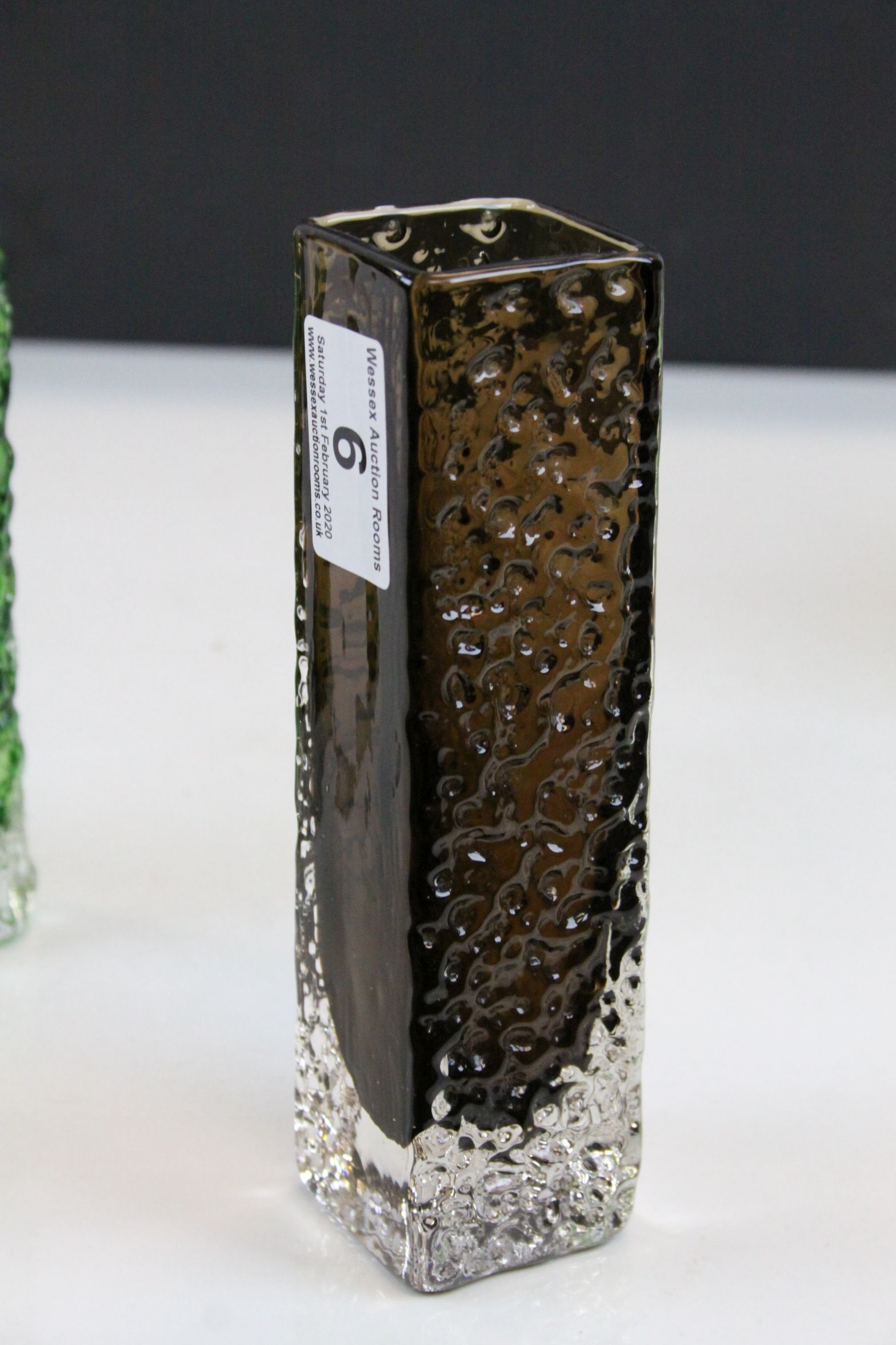 Whitefriars style cinnamon nailhead vase, standing approx.17cm, White Friars pewter bark vase, - Image 5 of 8