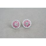 Pair of silver and CZ target style stud earrings