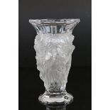 Art Deco style Desna (Czech) frosted glass vase with figures in relief