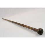 World War One / WWI Trench Art Walking Stick with Knop Handle, the stem hand carved with a geometric