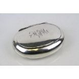 Pebble shaped Hallmarked Silver Tobacco or Snuff tin, Chester 1901, maker W.N, with monogram to