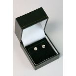 Pair of white gold diamond stud earrings of 80 points