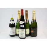 Three bottles of champagne to include Taittinger, Bouvet and Mumm together with a bottle of Corteaux