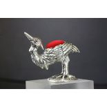 Large silver emu pincushion