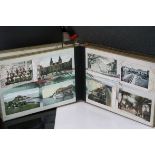 Oriental Postcard album with raised figures to the front in Bone & Mother of Pearl & containing a