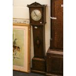 Early 20th century Eight Day Oak Cased Grandmother Clock with silvered dial, 132cms high