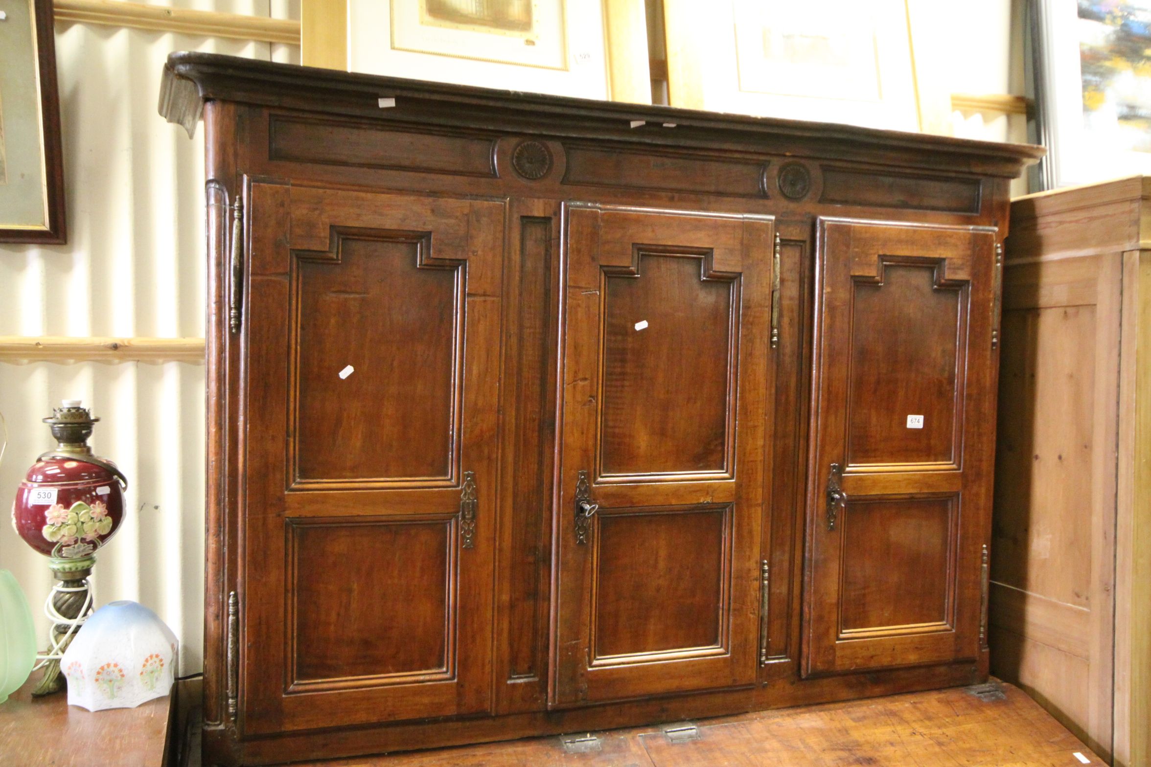 *18th century French Walnut Provincial Cupboard, the upper section with three cupboard doors above a - Image 2 of 12