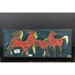 Hand made large West German signed Wall Tile, signed and with horse decoration