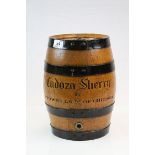 Coopered Cadoza Sherry Barrel by Stowells of Chelsea, stands approx 34cm