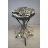 Retro Mid 20th century Industrial Machinist Stool on Metal Base, 70cms high