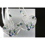 Pair of silver and enamel earrings in the Art Deco style