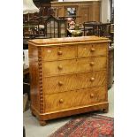 Large Victorian Blonde Mahogany Chest of Two Short over Three Long Drawers with Barley-twist Columns