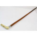 19th century walking stick with silver collar and bone handle