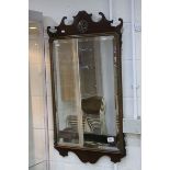 George III Style Mahogany Fretwork Framed Mirror with Bevelled Edge, 97cms x 58cms