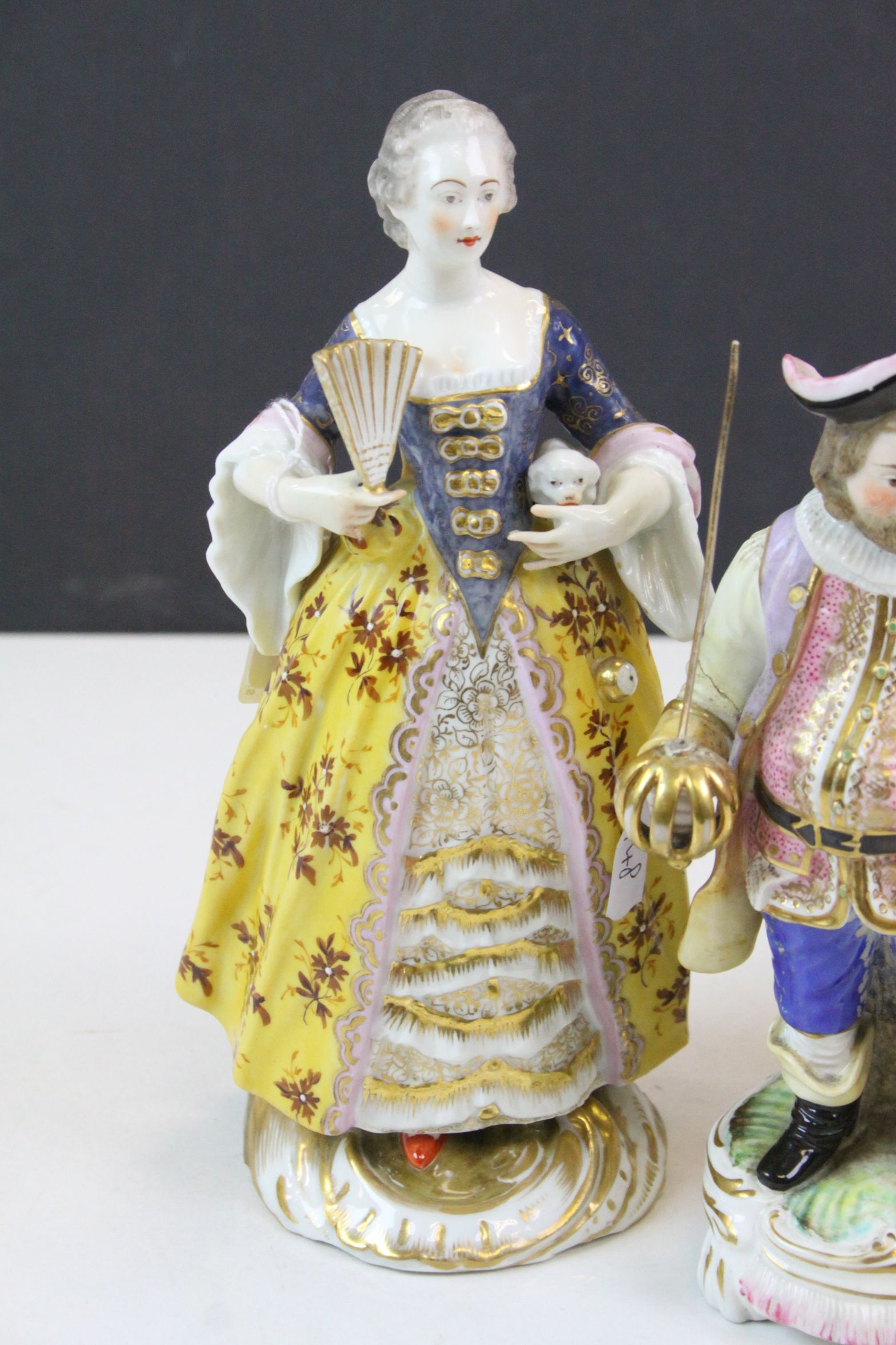 Three 19th Century Derby Porcelain figurines, one modelled as a figure with paunch carrying - Image 2 of 9