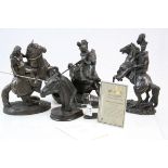 Collection of bronze effect figurines to include Bernard Pearson collection with COA, Heredities