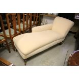 Victorian Style Chaise-lounge raised on turned legs with brass castors, 175cms long x 79cms high