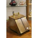 Late Victorian Walnut Coal Scuttle with Brass Fittings and Coal Shovel