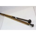 Early 20th century silver topped walking cane, a similar J Rabone tailor's measure & a hardwood