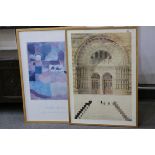 Alfred Waterhouse architectural large poster together with a Paul Klee poster (2)