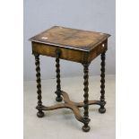 *Oyster Veneer Walnut Occasional Table with drawer with label underneath ' W. Charles Tozer,