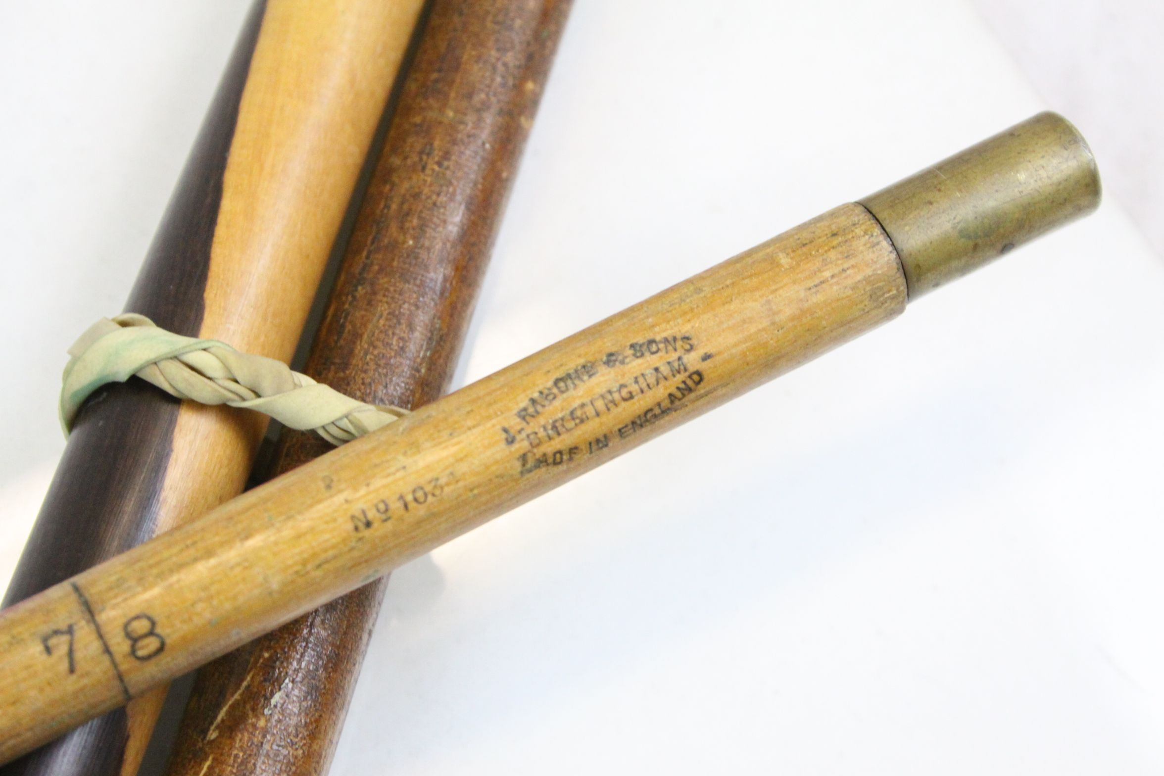 Early 20th century silver topped walking cane, a similar J Rabone tailor's measure & a hardwood - Image 3 of 3