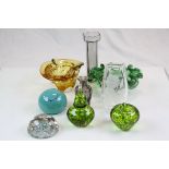 Group of 20th century glassware to include paperweights, vases, bowls etc