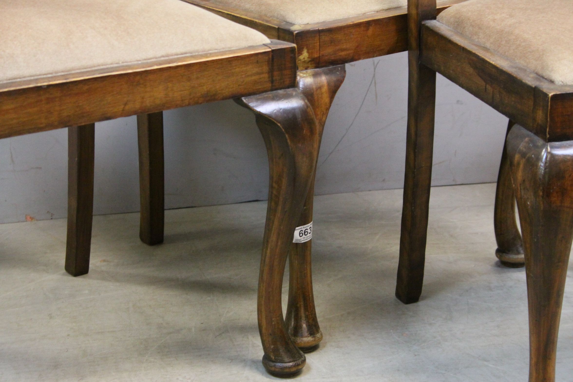 Set of Four Early 20th century Dining Chairs with Floral Inlaid and Pierced Splats, Drop in Seats - Image 3 of 5
