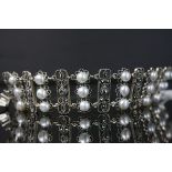Silver Marcasite and fresh water pearl bracelet