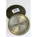 19th century Fraser of London brass compass, with cover, diameter approximately 11cm