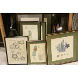 Large quantity of framed prints, to include cactus, sea life etc