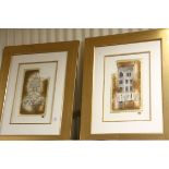 Kevin Blackman, a pair of framed pictures of architectural interest
