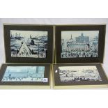 Four late 20th century framed Lowry prints