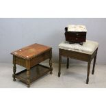 Early 20th century Piano Stool / Sewing Box together with Two further Sewing Tables (with some