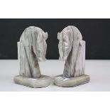 Pair of onyx horses head bookends