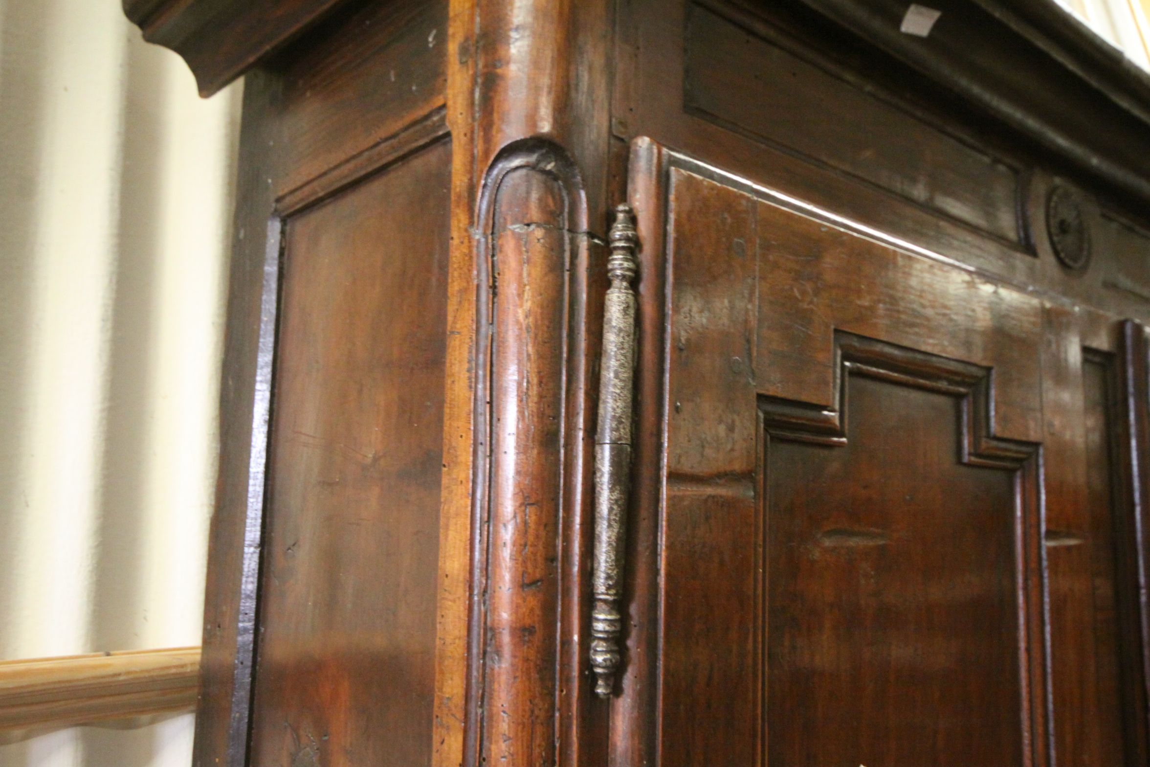 *18th century French Walnut Provincial Cupboard, the upper section with three cupboard doors above a - Image 4 of 12