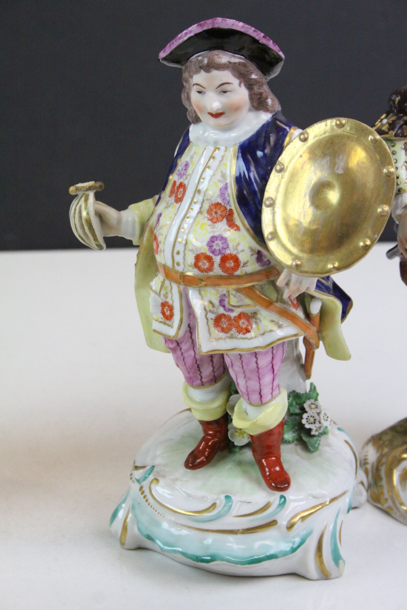 Three 19th Century Derby Porcelain figurines, one modelled as a figure with paunch carrying - Image 4 of 9