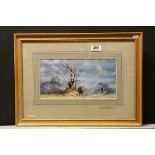David Shepherd framed print of rhino in African landscape, signed in pencil on mount and signed