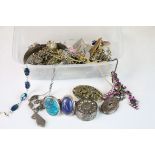 Small box of mixed Jewellery to include Hallmarked Silver rings, brooches etc & Costume jewellery