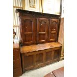 *18th century French Walnut Provincial Cupboard, the upper section with three cupboard doors above a