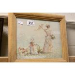 Marie Charlotte, Edwardian beach scene with woman and child, signed approx 20cm x 24cm