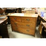 Edwardian Walnut Chest of Two Short over Two Long Drawers on plinth base, 107cms long x 76cms high