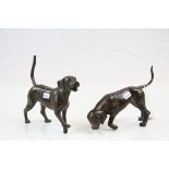 Pair of bronze hunting hounds
