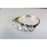 9ct gold five stone dress ring size M 1/2 weight 3.9 grams