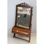*Victorian Mahogany Wall Mirror with glove box, 86cms high x 42cms wide ***Please note that VAT is