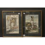 *Two framed & glazed after Francois Balthazar Solvyns Etchings with hand colouring, taken from "