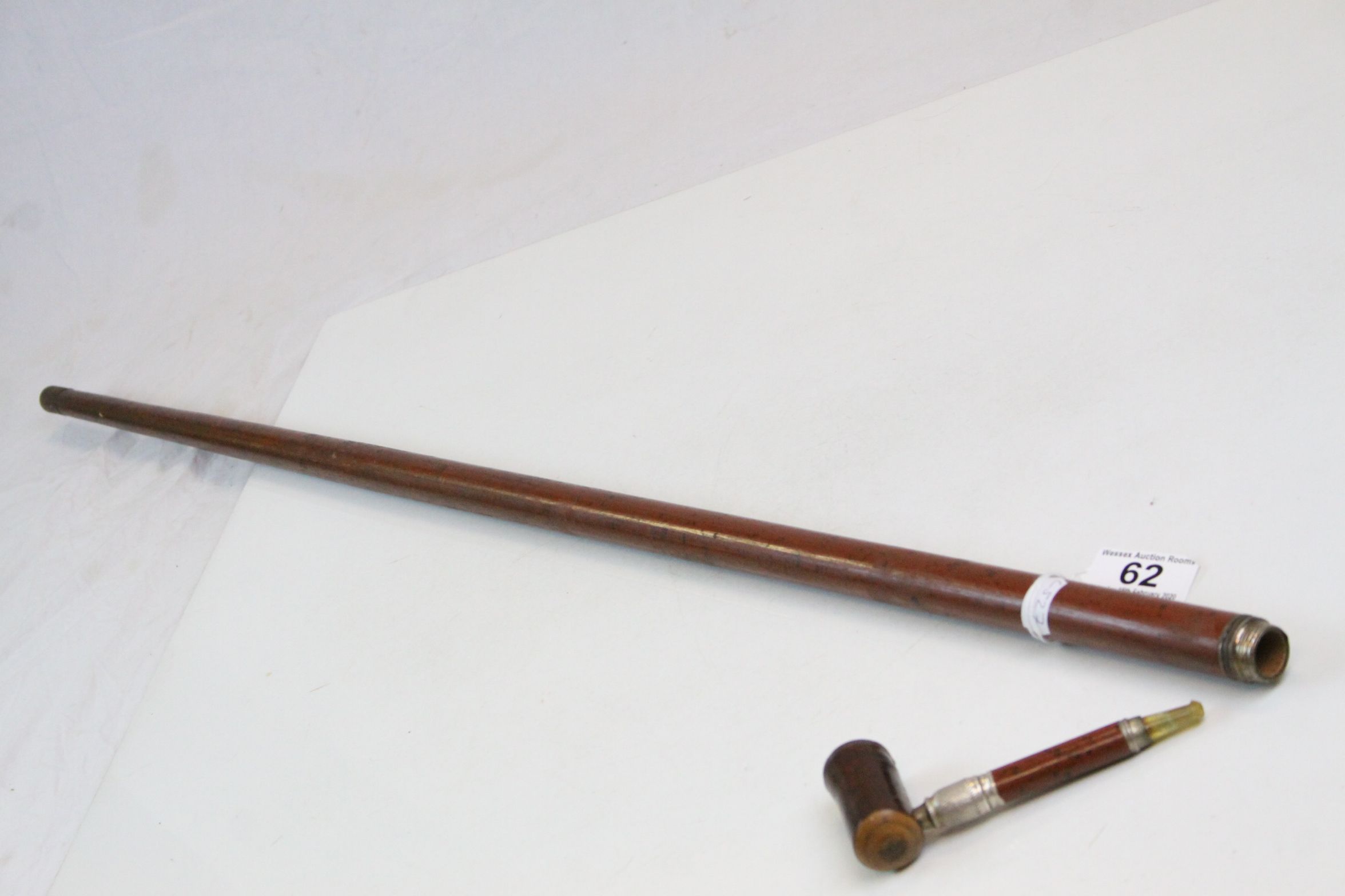 Antique smokers companion lacquer walking stick