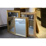 Three 19th century Style Gilt Framed Rectangular Wall Mirrors, largest 89cms x 64cms